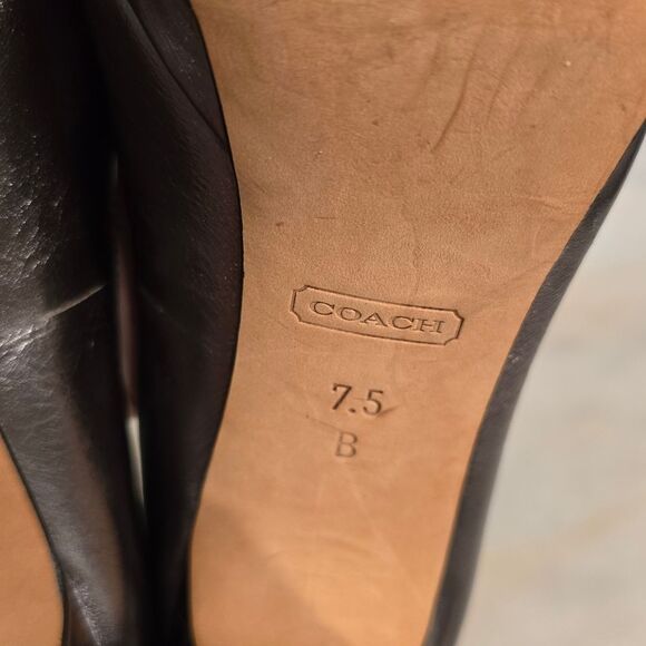 COACH Breana leather peep toe platform heels in pewter metallic 7.5 - Picture 11 of 12